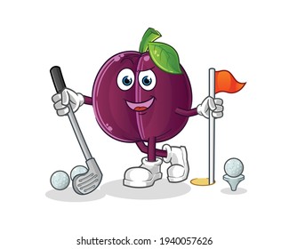plum playing golf vector. cartoon character