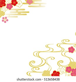 Plum Sea waves  New Year's card background