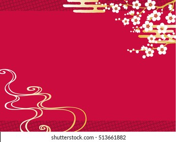 Plum Sea waves  New Year's card background