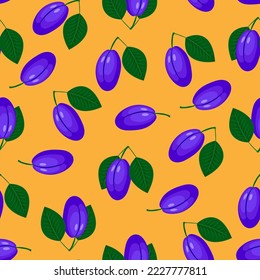plum, seamless pattern, vector illustration