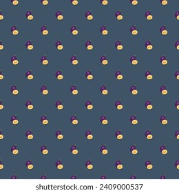 Plum seamless pattern. Vegan organic eco fruit background. vector illustration.