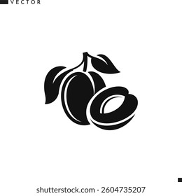 Plum silhouette. Fruit vector illustration