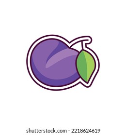 Plum slot color line icon. Gambling casino. Pictogram for web page, mobile app, promo.