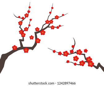 Plum tree background illustration material 