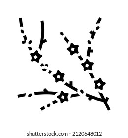 plum tree branch glyph icon vector. plum tree branch sign. isolated contour symbol black illustration