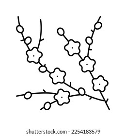 plum tree branch line icon vector. plum tree branch sign. isolated contour symbol black illustration