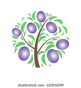 
Plum Tree In A Circle Vector