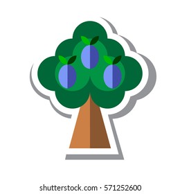 Plum tree icon in flat style isolated on the white background. Vector.