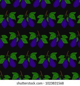 Plum vector illustration. Doodle style. Design, print, decor, textile, paper