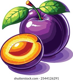 Plum Vector illustration healthy fruit 