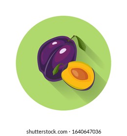 Plum vector illustration. Plum icon. Fresh healthy food - organic natural food isolated