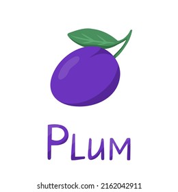 Plum. Vector Illustration for printing, backgrounds, covers, packaging, greeting cards, posters, stickers, textile and seasonal design. Isolated on white background.