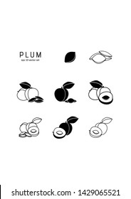 Plum vector thin line icon on white background. Symbol for web, infographics, print design and mobile UX/UI kit. Vector illustration, EPS10.