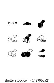 Plum vector thin line icon on white background. Symbol for web, infographics, print design and mobile UX/UI kit. Vector illustration, EPS10.