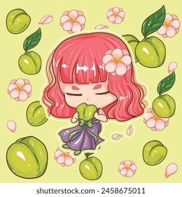 Papel de pared de ciruela Personaje de la chica lindo