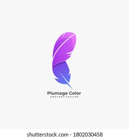 Plumage Color Illustration Vector Logo.