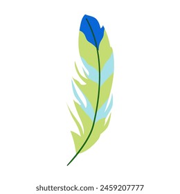 plumage feather exotic bird cartoon. green beautiful, wild yellow, ara gold plumage feather exotic bird sign. isolated symbol vector illustration