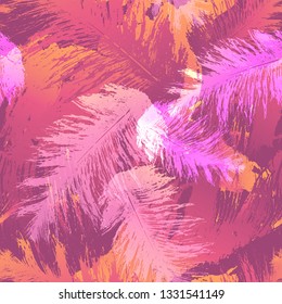 The plumage pattern of birds. Color vector seamless pattern of feathers.