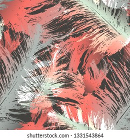 The plumage pattern of birds. Color vector seamless pattern of feathers.