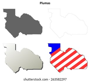 Plumas County (California) Outline Map Set