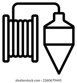 plumb bob icon in line style isolated on white background. Construction tools, vector illustration for graphic design projects