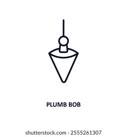 plumb bob outline icon.  Thin line icon from construction tools collection. Editable vector isolated on white background