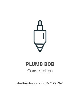 Plumb bob outline vector icon. Thin line black plumb bob icon, flat vector simple element illustration from editable construction concept isolated on white background