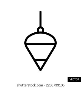 Plumb bob tool, plummet vector icon in line style design for website, app, UI, isolated on white background. Editable stroke. EPS 10 vector illustration.