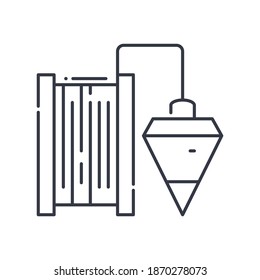 Plumb bobs icon, linear isolated illustration, thin line vector, web design sign, outline concept symbol with editable stroke on white background.