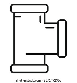 Vector de contorno de icono de tubería de plomo. Sistema de acero. Flange industrial
