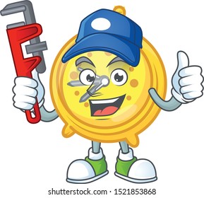 Plumber alarm clock character on white background