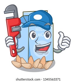 Plumber almond milk in the cartoon shape