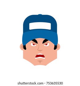 Plumber angry emotion avatar. fitter evil emoji face. Vector illustration