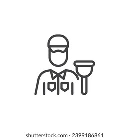 Icono de línea de avatar del complemento. signo de estilo lineal para concepto móvil y diseño web. Complemento con icono vector de contorno del émbolo del inodoro. Símbolo, ilustración del logotipo. Gráficos vectoriales