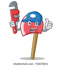 Plumber axe character cartoon style vector illustration