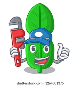Plumber bergamot leaf in cartoon a interrupting