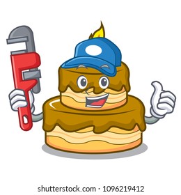 Plumber birthday cake mascot cartoon