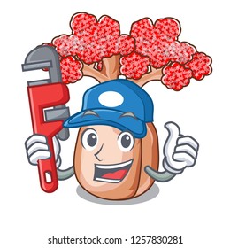Plumber bottle shaped tree on a cartoon