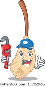 Plumber broom behind in the character door