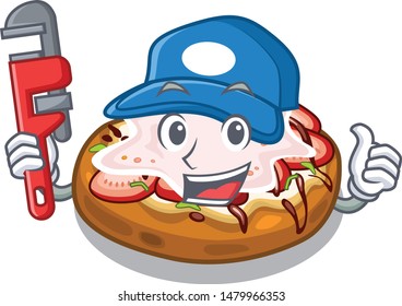Plumber bruschetta isolated with in the character