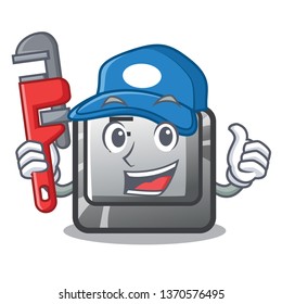 Plumber button F on a keyboard cartoon