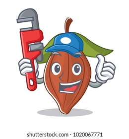 Plumber cacao bean mascot cartoon