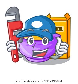 Plumber cereal box isolated with the cartoons