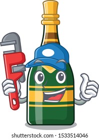 Plumber champagne bottle in the cartoon shape