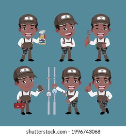 Plumber character with different poses