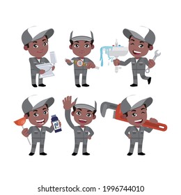 Plumber character with different poses