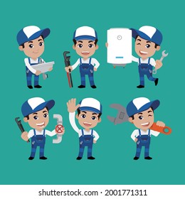 Plumber character with different poses