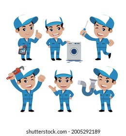 Plumber character with different poses