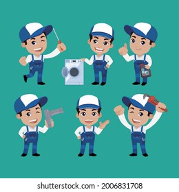 Plumber character with different poses