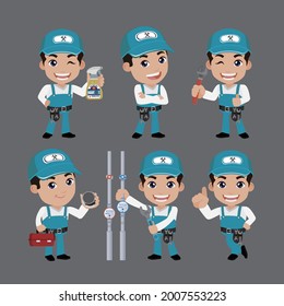 Plumber character with different poses